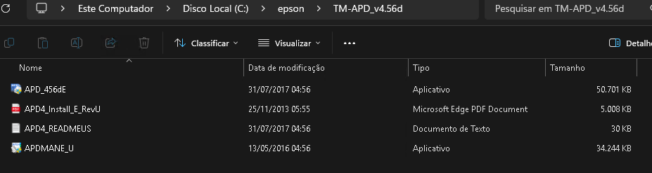 Localização do arquivo executável principal